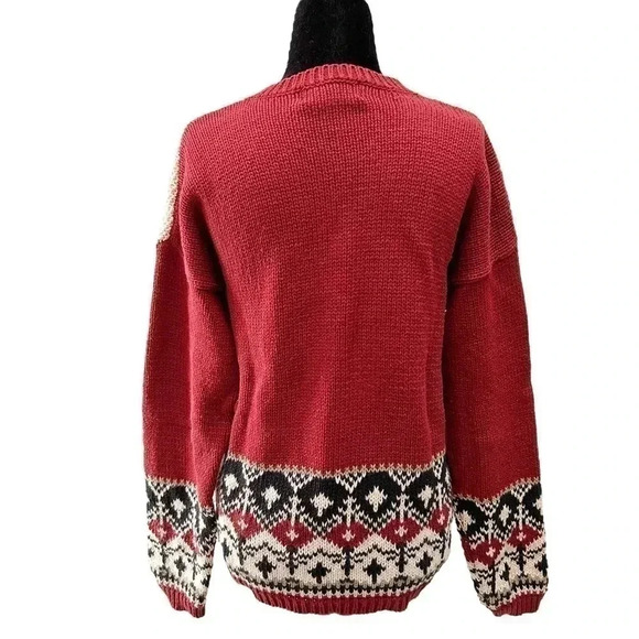 Vintage  Cleo Cardigan Animal Embroidered Grandma Sweater Red Blue Size Medium - Picture 2 of 16